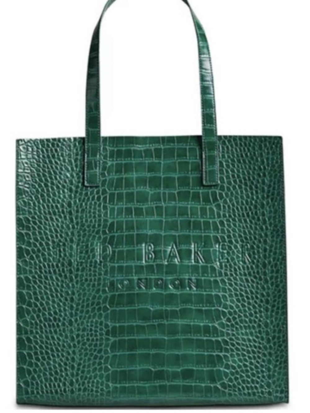 Ted Baker Reptcon Emerald Croc-Embossed Icon Tote Shoulder Bag